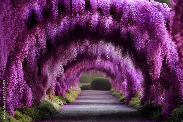 Obraz Purple Wisteria Tunnel Illustration
