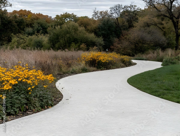 Obraz Curving Pathway, Autumn Landscape Illustration