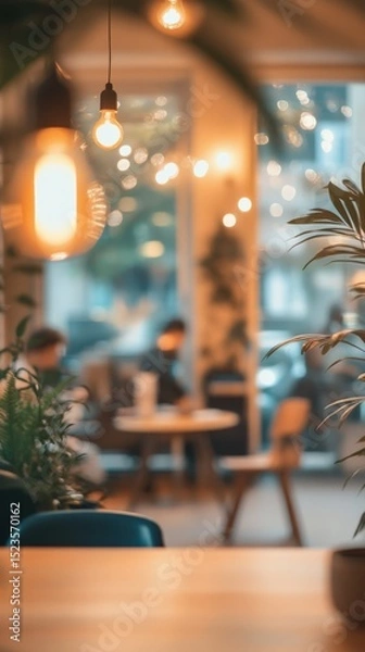 Fototapeta Warm and inviting coffee shop scene for backgrounds and presentations