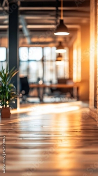 Fototapeta Interior of Modern Office Space with Blurred Background, Usable for Mockups