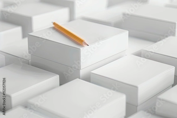 Obraz Clear Pixel Picture of a Set of White Boxes with a Pencil on the Top