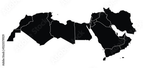 Obraz Middle East North Africa Map Black
