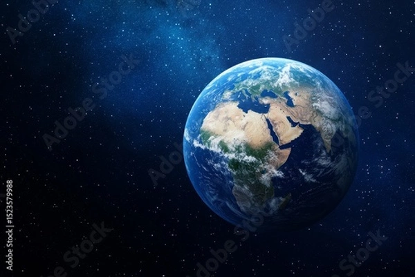 Obraz Planet Earth From Space - Stunning view of planet Earth from outer space, showcasing continents and oceans against a backdrop of stars