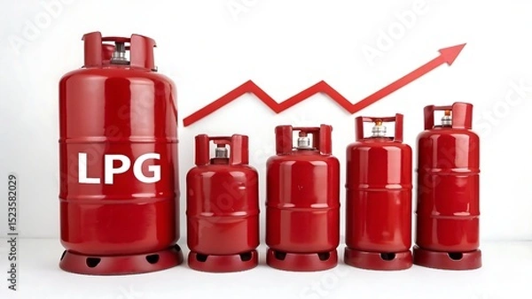 Fototapeta clear upward trajectory symbolizes the increasing value and consumption across diverse fuel sectors, from liquefied petroleum gas to automotive petrol and crude oil, reflecting a dynamic global econom
