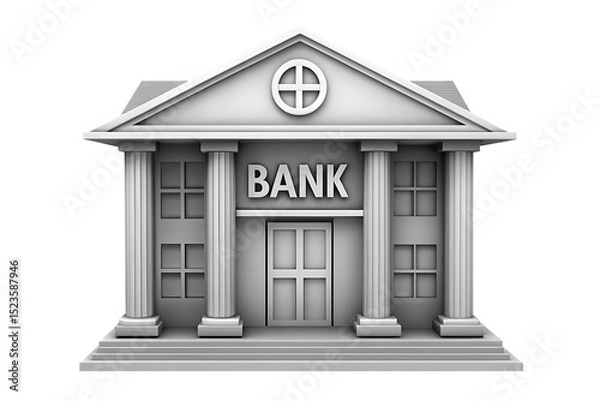 Obraz classical neoclassical bank building model isolated on white background PNG