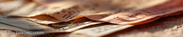 Fototapeta Close-up of US Currency Notes and Government Stimulus Check Spread Out Symbolizing Economic Relief and Federal Financial Aid Distribution