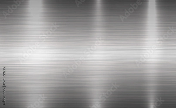 Obraz Vector grey metallic tones background. Abstract gradient bright and shiny light reflection brushed steel metal texture. Illustration for background, backdrop, web, wallpaper, print and design artwork.