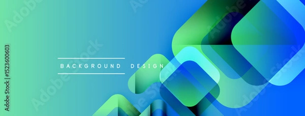 Obraz Abstract gradient background features overlapping squares. Blue, green hues create modern visual effect. Text reads background design.
