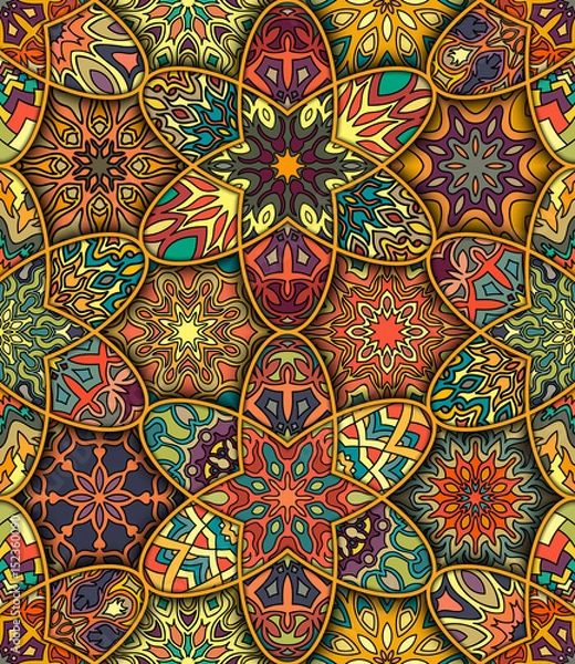Fototapeta Seamless pattern. Vintage decorative elements. Hand drawn background. Islam, Arabic, Indian, ottoman motifs. Perfect for printing on fabric or paper.