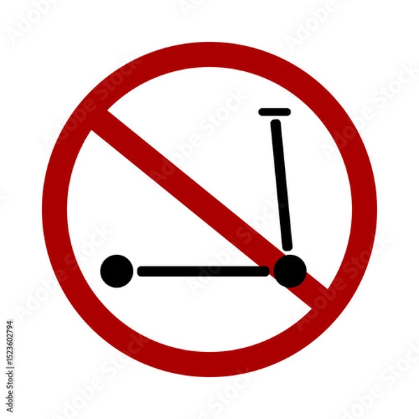 Obraz Sign prohibiting scooters on white background. Vector illustration.