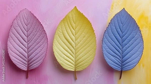 Fototapeta Colorful autumn leaves with abstract art.