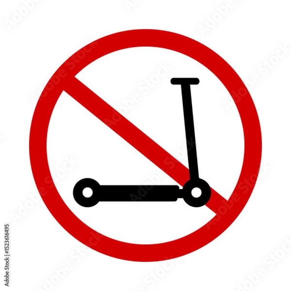 Obraz Sign prohibiting scooters on white background. Vector illustration.
