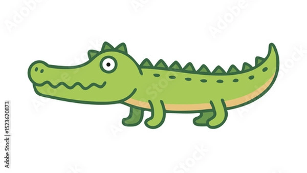 Fototapeta Cute and Expressive Crocodile Logo Icon Featuring Long Snout, Spiked Back, and Strong Low Body