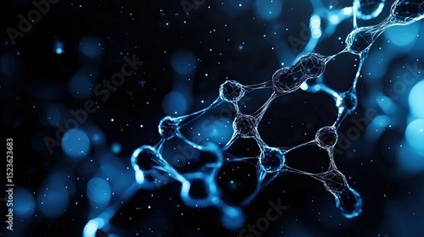 Obraz Abstract Molecular Structure in Blue Light Background