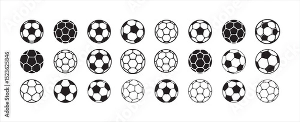 Fototapeta Football ball vector icon set. Soccer balls icons. soccer ball icons, football or soccer ball icon set in different styles, football simple black style, Vector illustration eps 10.