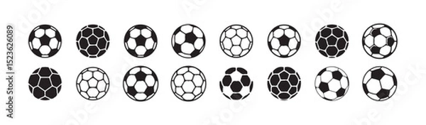 Fototapeta Football ball vector icon set. Soccer balls icons. soccer ball icons, football or soccer ball icon set in different styles, football simple black style, Vector illustration eps 10.