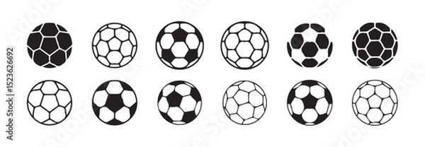Fototapeta Soccer ball icon set in line style. football simple black style symbol sign for sports apps and website,isolated transparent . football sign . sport equipment . vector illustration eps 10.