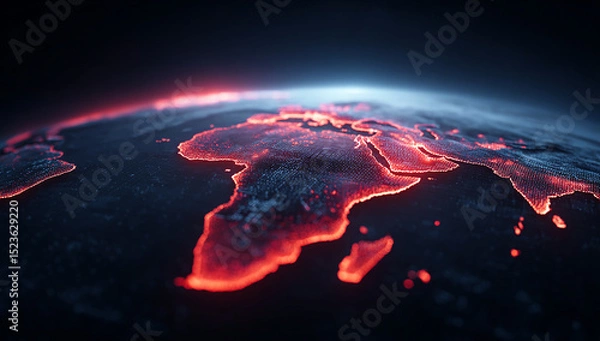 Fototapeta Fiery Digital Representation Of Africa On The Earth