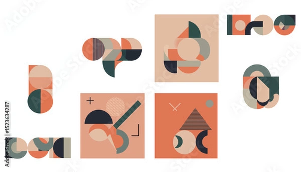 Fototapeta Abstract Bauhaus Geometric Art Design Set