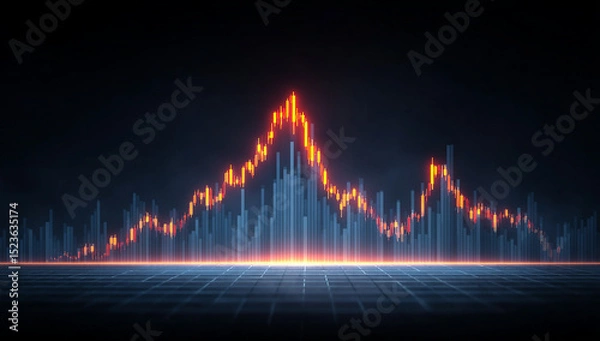 Fototapeta Glowing Cityscape Data Visualization at Night