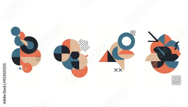 Fototapeta Modern Abstract Geometric Vector Design Set - Bauhaus Style