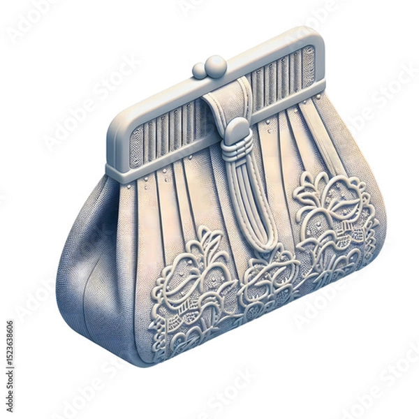 Obraz White lace purse on white background with copy space