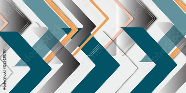 Fototapeta Abstract blue arrow lines on white background. Modern blue gradient geometric lines pattern. Minimal lines. Futuristic technology concept. Suit for poster, banner, brochure, cover, presentation, web