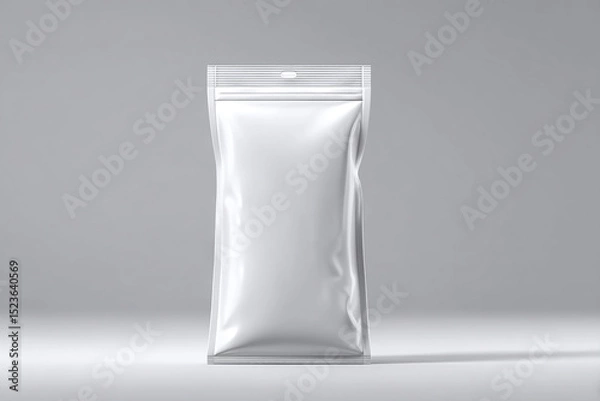 Fototapeta Isolated Clear Plastic Pouch Package on a Neutral Gradient Backdrop For Food and Retail Product Packaging Design and Mockup Template