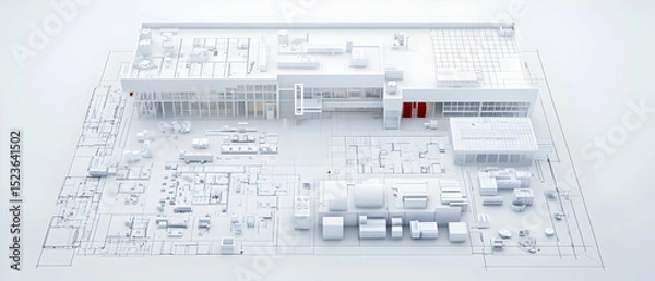 Obraz White Architectural Building Model Plan