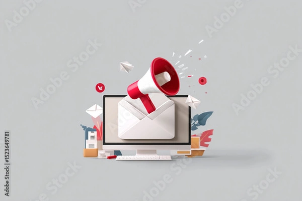 Obraz Email Marketing and Digital Communication Vector Illustration