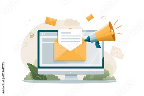 Obraz Email Marketing and Digital Communication Vector Illustration