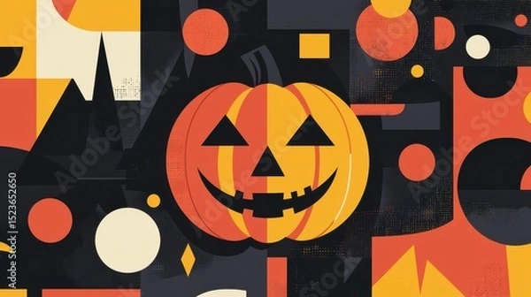 Fototapeta Halloween Minimalist Abstract Pumpkin with Geometric Shapes