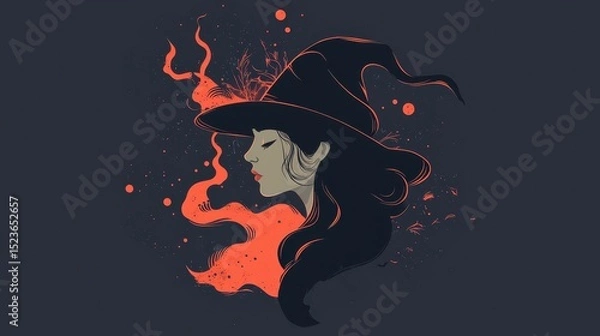 Fototapeta Halloween Minimalist Witch with Abstract Elements
