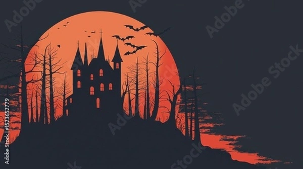 Fototapeta Halloween Abstract Haunted House with Minimal Elements
