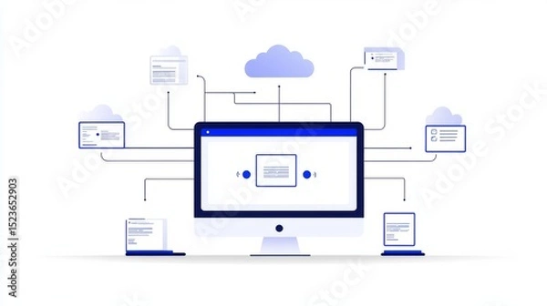 Fototapeta Data management system optimizing cloud connectivity for remote devices in digital environments