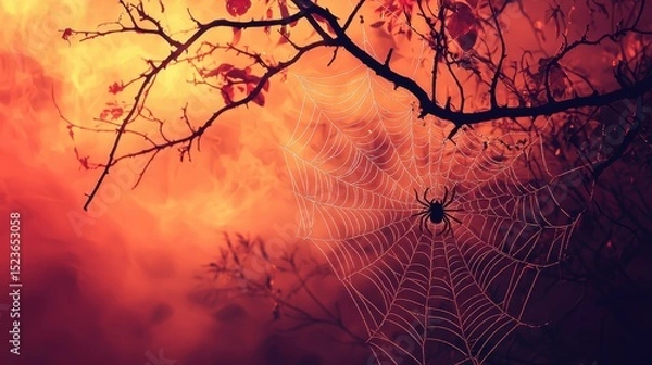 Fototapeta Halloween Minimalist Abstract Spider Web Design