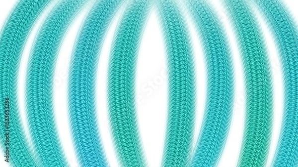 Fototapeta Curved teal and cyan digital brush strokes on white background. Abstract motion illustration with soft texture, perfect for modern art, tech design, or creative backdrops.