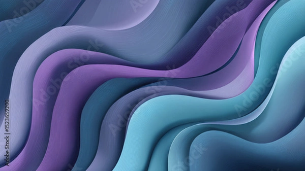 Obraz Abstract Wavy Gradient Background in Light Blue and Purple Tones