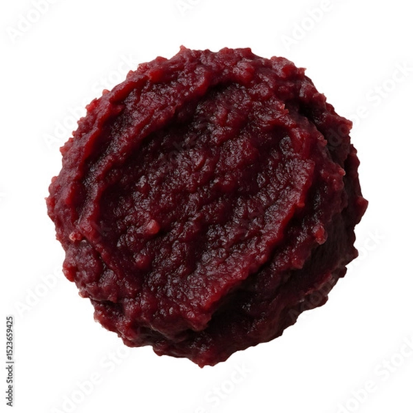 Fototapeta Dark Red Mashed Paste Isolated on White Background – Bean or Berry Puree Texture