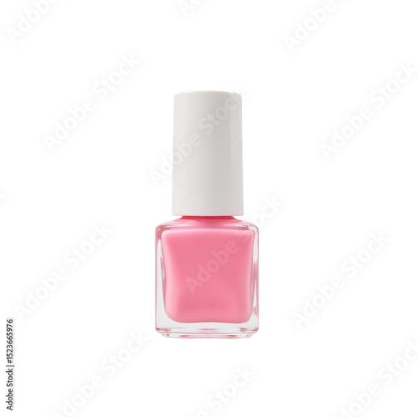Obraz Vibrant pink nail polish bottle with a clean and elegant design, perfect for both casual and formal nail art applications..