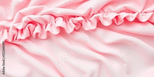 Fototapeta Soft, ruffled pastel pink fabric with a wavy texture,  backdrop,  light pink