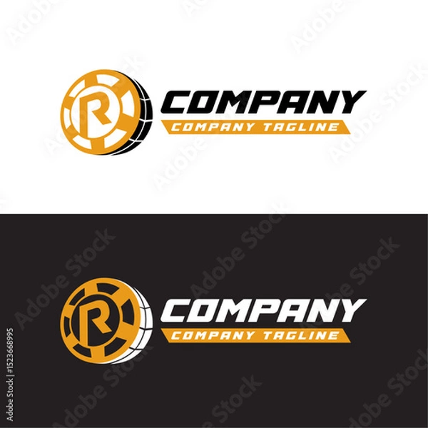Fototapeta Casino Style R Logo — Modern Business Logo with Chip Icon

