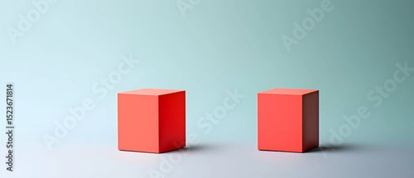 Fototapeta Two Red Cubes On Pastel Background