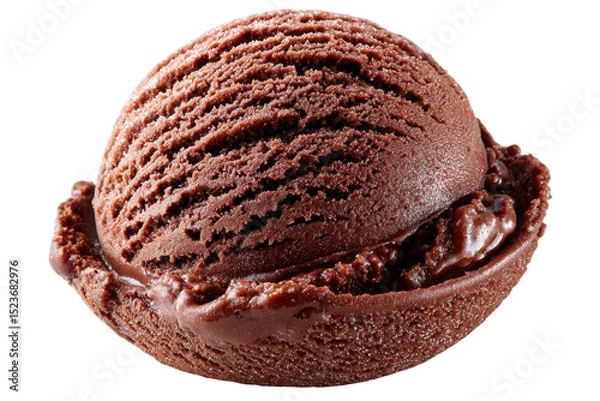 Fototapeta Chocolate Ice Cream Delight: A close-up shot of a single scoop of rich, dark chocolate ice cream, boasting a delectable, textured surface that captures its creamy goodness.