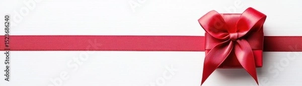 Obraz A small, elegant red gift tied with a matching ribbon, symbolizing a present.
