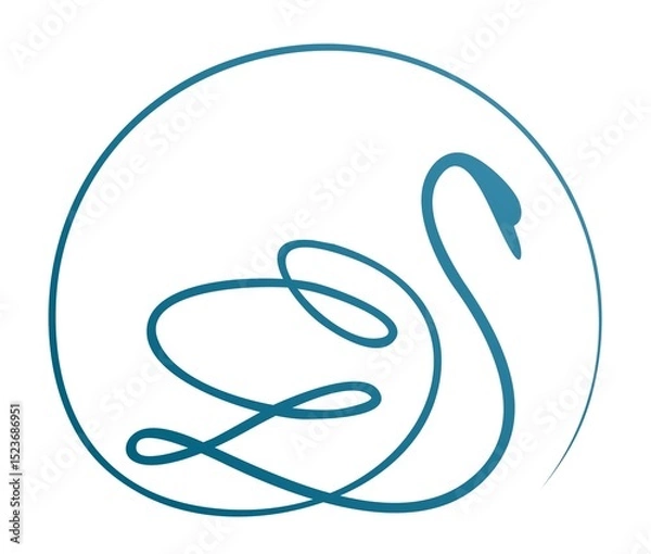 Fototapeta The one line round symbol of swan. 
