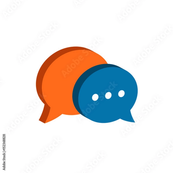 Fototapeta Chat symbol. Flat Isometric Icon or Logo. 3D Style Pictogram for Web Design, UI, Mobile App, Infographic.