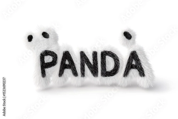 Fototapeta Fuzzy Panda Word Art: A 3D Render of a Fluffy Panda Name