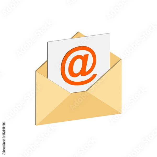 Fototapeta E-mail symbol. Flat Isometric Icon or Logo. 3D Style Pictogram for Web Design, UI, Mobile App, Infographic.