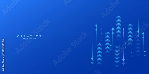 Obraz Up arrow business direction symbol on illustration graphic design icon background with improvement market trend growth chart concept or success strategy development increase progress sale target sign.